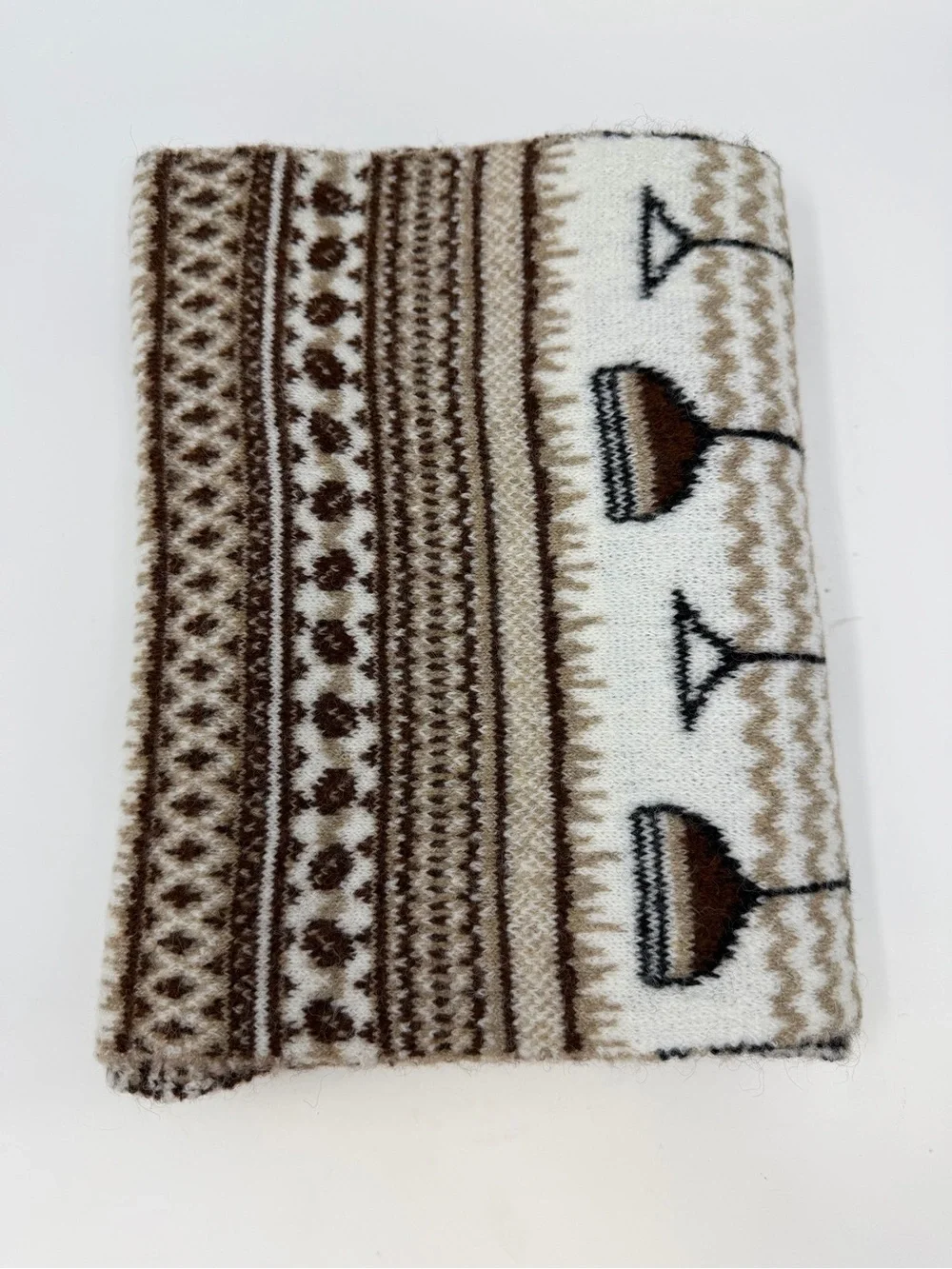 NWT Anthropologie Maeve Fairisle Holiday Libation Scarf Espresso Martini